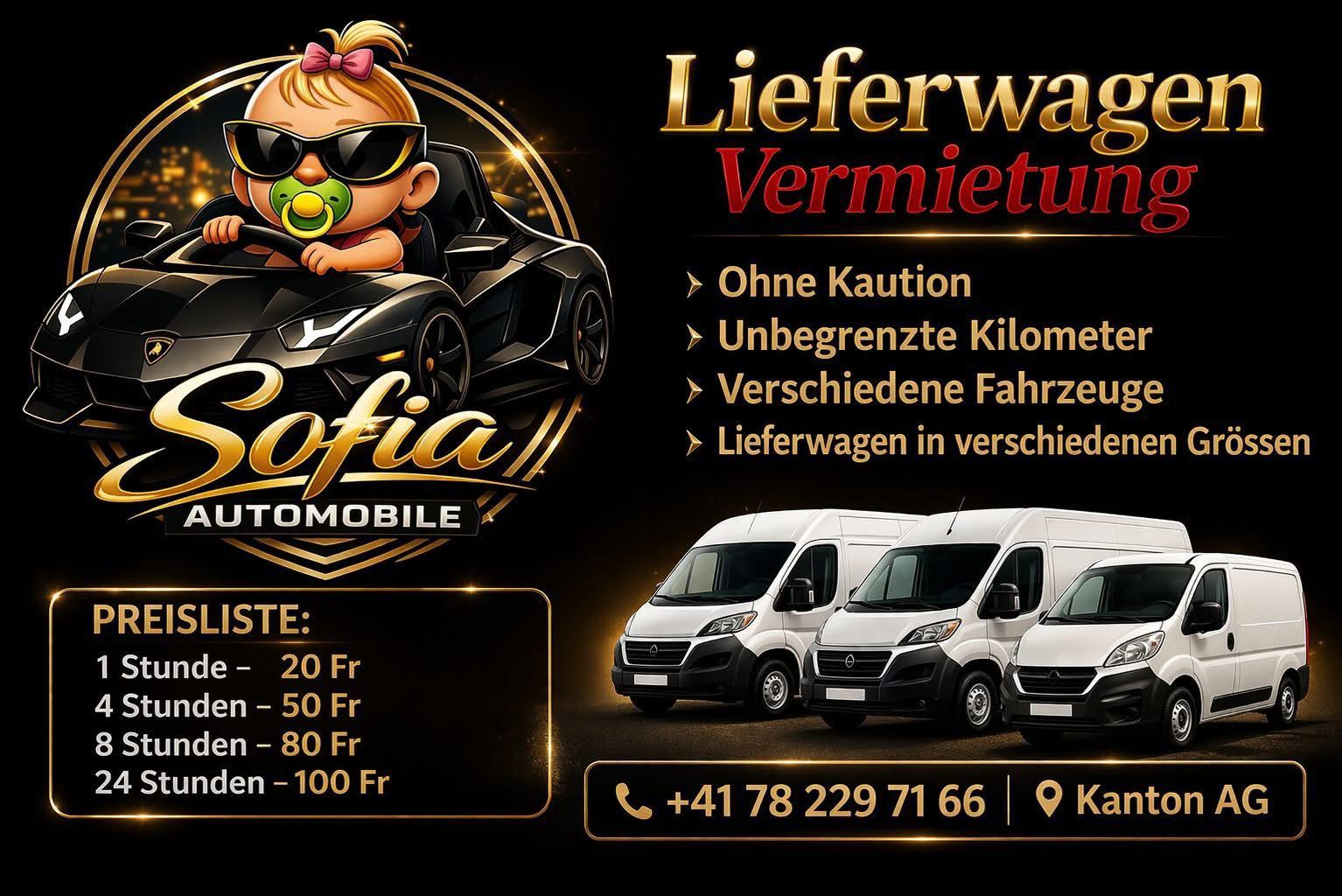 Sofia Automobile — wynajem aut dostawczych, cennik, Kanton Aargau